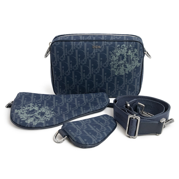 Dior Bag  Tears Cotton Saddle Denim Christian  Navy Shoulder Silver - Picture 1 of 10